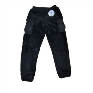 Kids Black Furry Pants Size 8 Unisex